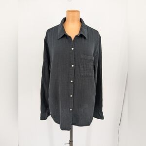 Quince Dark Charcoal Button-Down Cotton Gauze Shirt